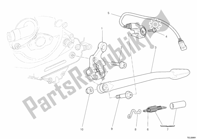 All parts for the Side Stand of the Ducati Streetfighter 848 USA 2012